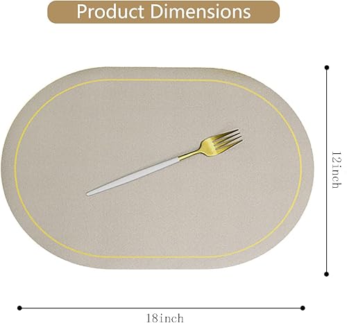 Miniatura 4 de YANGKLUIB Juego de 2 manteles individuales ovalados de piel sintética, resistentes al calor, fáciles de limpiar, impermeables, para mesa de comedor,