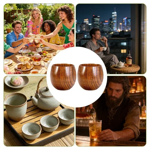 Vasos de madera artesanales juego de 2 copas para bebidas calientes vino y espresso 5
