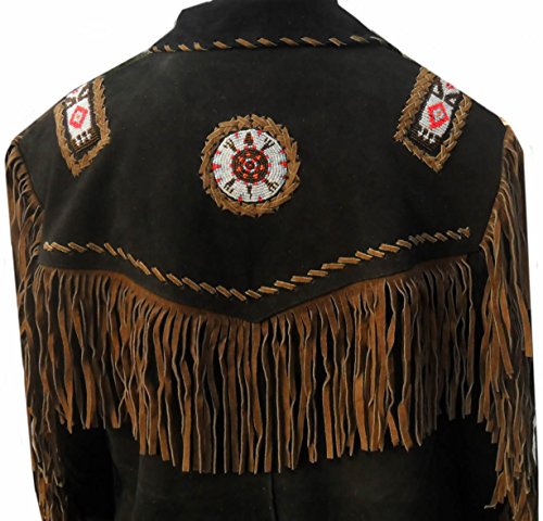 Classyak Western Cowboy Black Suede with Brown Fringes, bead & bones4
