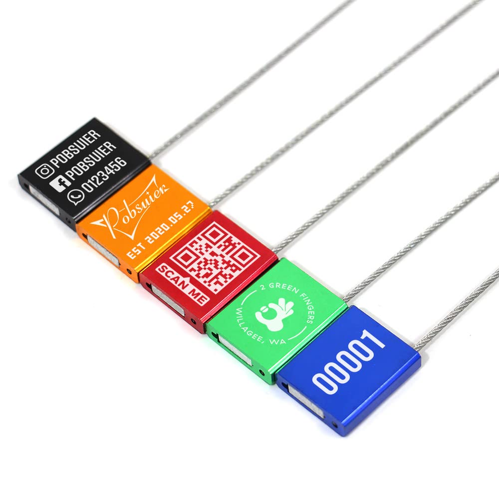 50 Bridas Metálico Personalizadas Precintos de Seguridad Candado Desechable con Cable para Logística Camion Contenedores