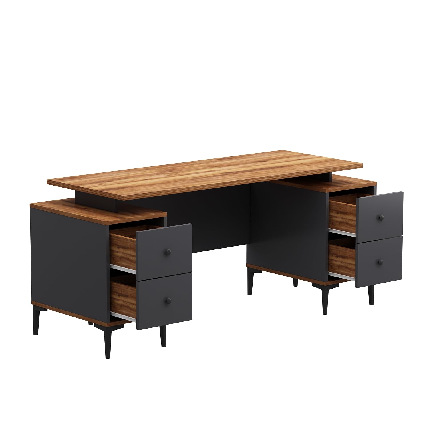 Homidea Branco Scrivania Direzionale – Scrivania da ufficio moderna con spazio di archiviazione (Rovere Antracite)