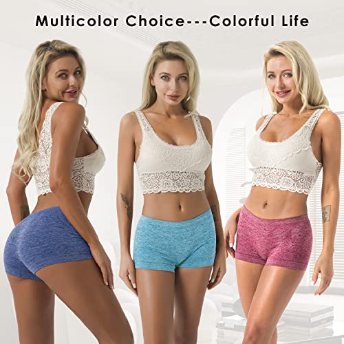 Image of R RUXIA Women's Boyshorts Underwear Seamless Boy Shorts Panties Soft Stretch Boxer Briefs 5 Packs(Regular & Plus Size)