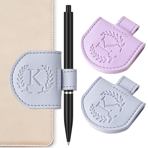 Vane Oak Personalized Magnetic Bookmark Pen Holder 2 Pcs Letter Custom Book Mark Journal Clip Gifts for Book Lovers Reading Women Blue & Purple Letter K