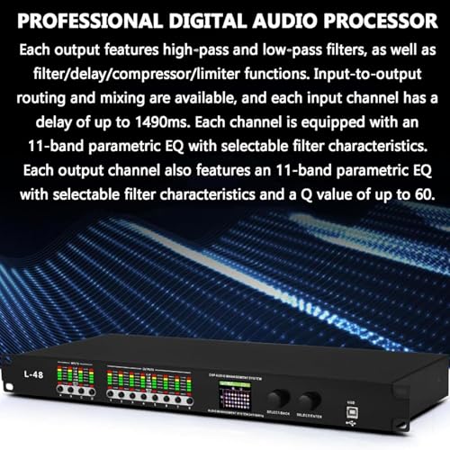 Procesador de audio digital, efector de preetapa de 4 en 8 salidas, ecualizador gráfico con pantalla LCD, reducción inteligente de ruido para micrófonos
