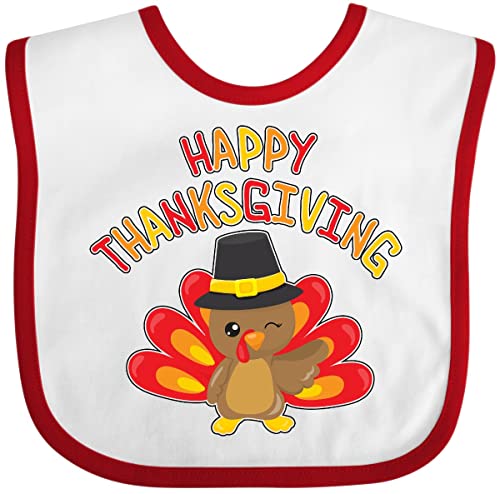 inktastic Happy Thanksgiving- Cute Turkey in Pilgrim Hat Baby Bib