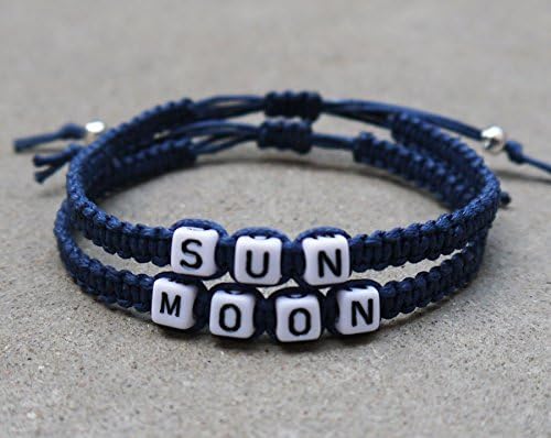 Couple Bracelets Sun and Moon Bracelets in Navy Blue Boyfriend and Girlfriend Bracelet Anniversary Gift