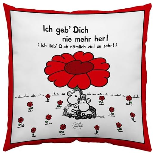 Sheepworld Kissen Motiv Ich Geb Dich nie mehr her| Zierkissen, Baumwolle, 40 cm x 40 cm | Kissen mit Spruch | 40854
