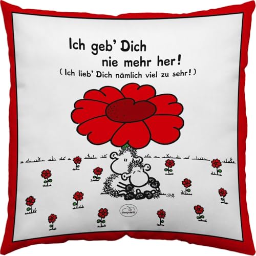 Sheepworld Kissen Motiv Ich Geb Dich nie mehr her| Zierkissen, Baumwolle, 40 cm x 40 cm | Kissen mit Spruch | 40854
