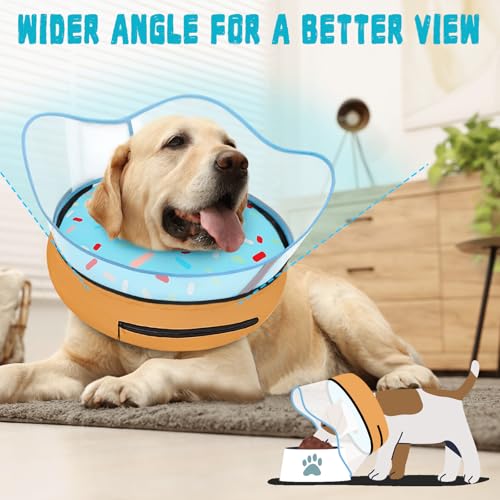 Image of Elevated Inflatable Dog Cone Collar Alternative After Surgery, Dog Donut Collar, Soft Pet Cone to Stop Licking for Small Medium Large Dogs