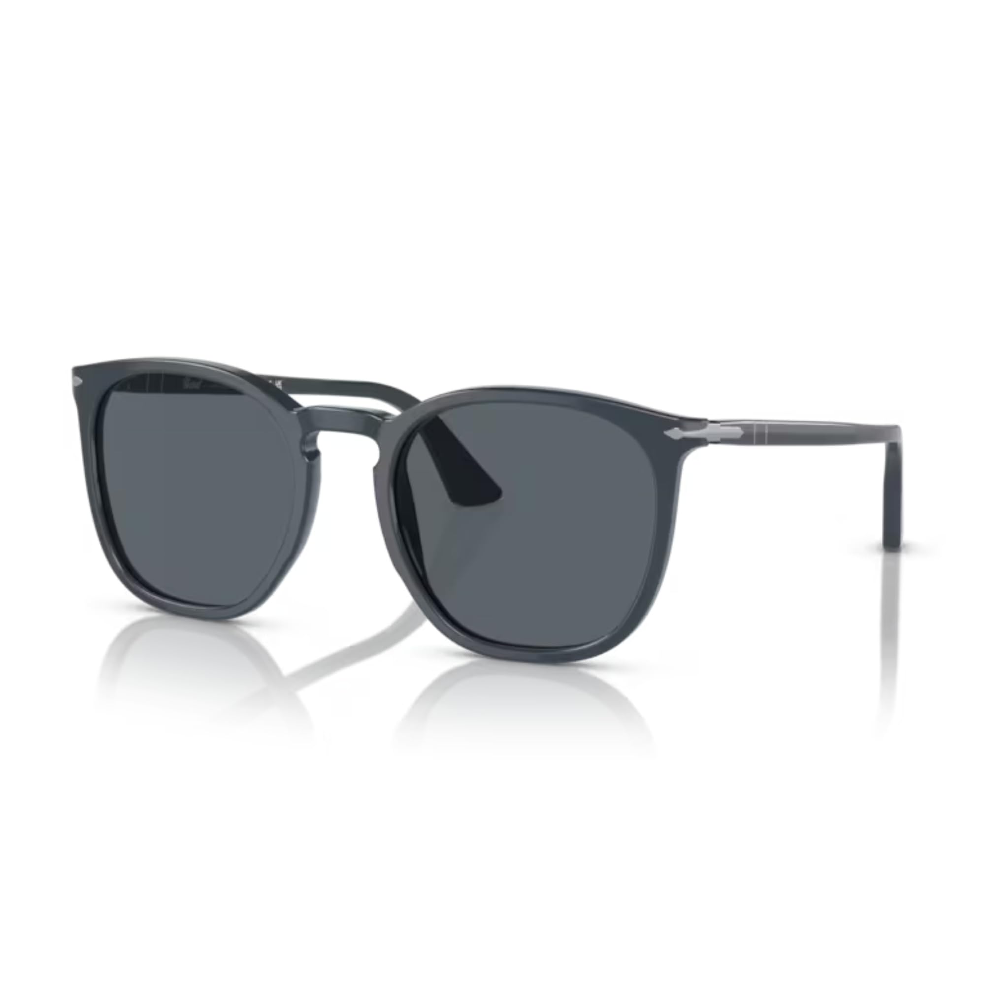 Persol PO3316S 1186R5 54MM Dusty Blue/Crystal Len Blue Round Sunglasses for Men for Women +Bundle with Accessory Eyewear Kit