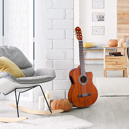 Image of WINZZ AC309CE 39 Inches Cutaway Nylon-string Classical Electric Guitar Build-in Pickup Kit Set Online Lessons