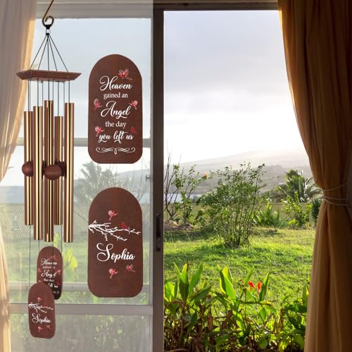 Image of ASTARIN Personalized Memorial Wind Chiems for Outside, Sympathy Gifts for Loss of Loved One, Outdoor Deep Tone Wind Chimes Gift for Bereavement Funeral Condolences Remembrance Customized