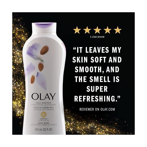 Body Wash for Women by Olay, Daily Moisture with Almond Milk Body Wash, 22 oz, (4 Count)