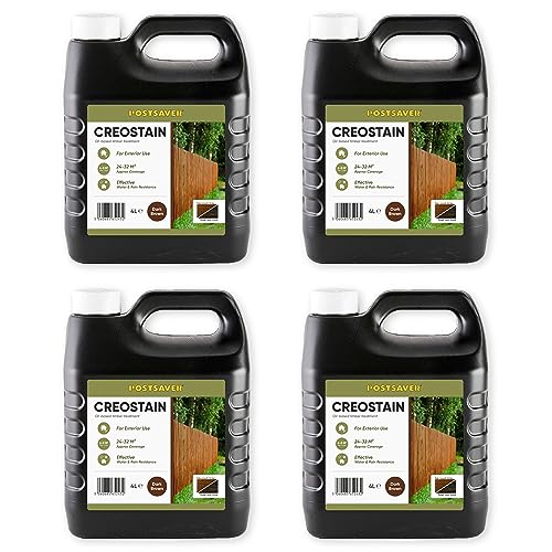 Postsaver Creostain Creocote Oil-Based Wood Treatment | Creosote Substitute | Wood Stain and Preserver | Ideal for Fence Treatment | Low VOC | 16 litres (Dark Brown)