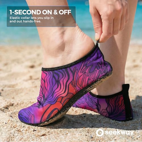 Image of SEEKWAY Water Shoes Women Men Adult Quick-Dry Aqua Socks Barefoot Non Slip for Beach Swim River Pool Lake surf Black SK002(U)