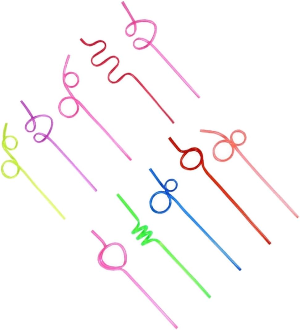SOLUSTRE Reusable Curve Straws for Party 30pcs Fun Colorful Drinking Straws for Bar