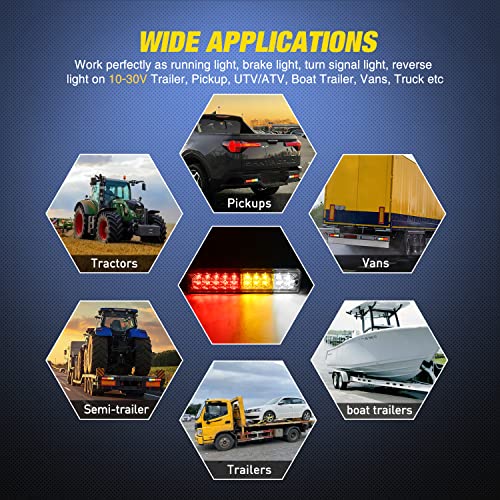 Nilight 2PCS Trailer Tail Light Bar 20LED Brake Running Turn Signals Reverse Light Tail Lights IP65 Waterproof for 10-30V Truck Trailer Caravan Van RV UTV Camper Boat, 2 Years Warranty