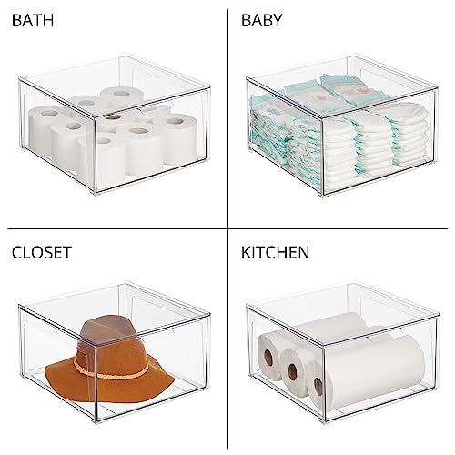 mDesign Plastic Stackable Kitchen Storage Organizer Bin Containers with ...
