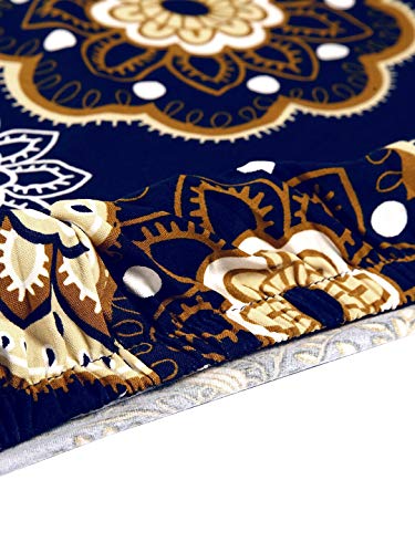 Image of Cortina Dining Chair Slipcovers | Protection Chair Covers | Floral Printed, Removable, Washable | Universal Fit Soft Stretchy Polyester Spandex | Living Room, Kitchen, Party | Pack of 1, Navy 4