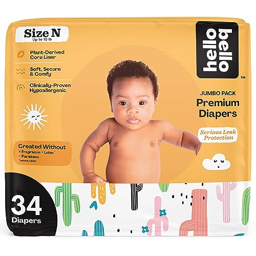 Image of Hello Bello Premium Baby Diapers Size Newborn I 35 Count of Disposeable, Extra-Absorbent, Hypoallergenic, and Eco-Friendly Baby Diapers with Snug and Comfort Fit I Stuck on You