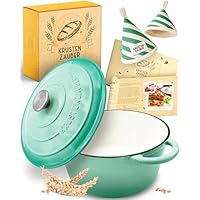 Cocotte En Fonte 26 Cm Avec Fourchette à Viande - Noir, Anti-adhésive, Compatible Four Et Lave-vaisselle
