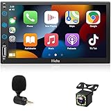 Car Stereo Compatible with Apple CarPlay, Double Din 7' Full Touch HD Capacitive Screen - Bluetooth, Backup Camera, Steering Wheel Controls, Subwoofer, Mirror Link, AM/FM Car Radio