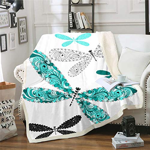 Erosebridal Paisley and Dragonfly Sherpa Throw Blanket #TOP28