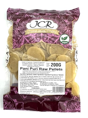 JCR Pani Puri - Pellets crudos, Gol Gappa 200 g, freír al aire o microondas