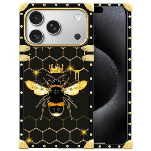 DAIZAG Compatible with iPhone 17 Pro Case,Bee with Crown Golden Decoration Soft TPU Protective Cover Shell Case Anti-Scratch for iPhone 17 Pro