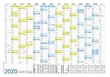 Wandkalender 2020 A3 (42 x 30 cm) für 14 Monate Dez 2019 - Jan 2021 | Wandplaner mit Ferien- und Feiertage-Übersicht, FSC®-Papier, gefalzt + extra A4-Kalender!