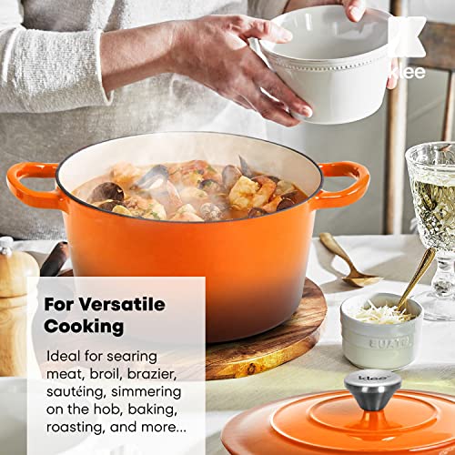 Klee 4-Quart Dutch Oven Pot With Self-Basting Lid (Pumpkin) - Heavy-Duty Enameled Cast Iron Dutch Oven Casserole Dish For Braising, Broiling, Baking, Frying, And More - Oven-Safe Up To 500°F #TOP2