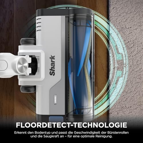 Shark PowerPro Akku-Staubsauger freistehend, bis 50 Min. Laufzeit, kabellos, beutellos, für Tierhaare, Allergiker, Teppich und Hartböden, mit LED-Licht und Knickgelenk-Rohr, Navyblau, IZ380EU