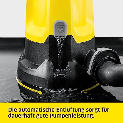 Kärcher SP 9.000 Flat flachsaugende Tauchpumpe, Fördermenge: 9.000 l/h, Eintauchtiefe: max. 7 m, für Schmutzwasser mit Partikeln bis zu einer Größe von 5 mm, Restwasserhöhe: 1 mm, Druck: 0,6 bar