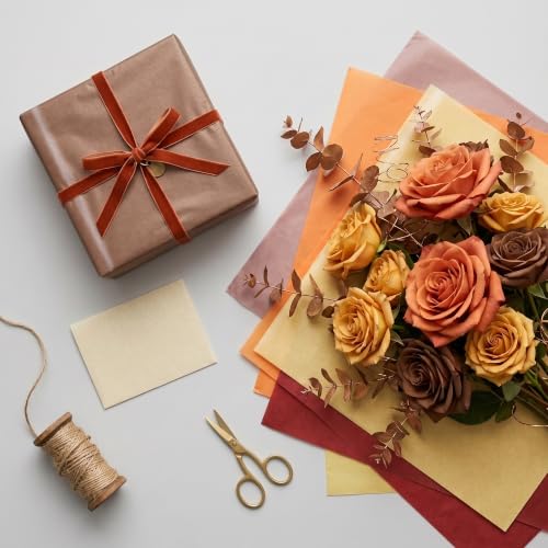 Image of BEISHIDA 90 Sheets Brown Orange Series Tissue Paper Bulk for Gift Wrapping