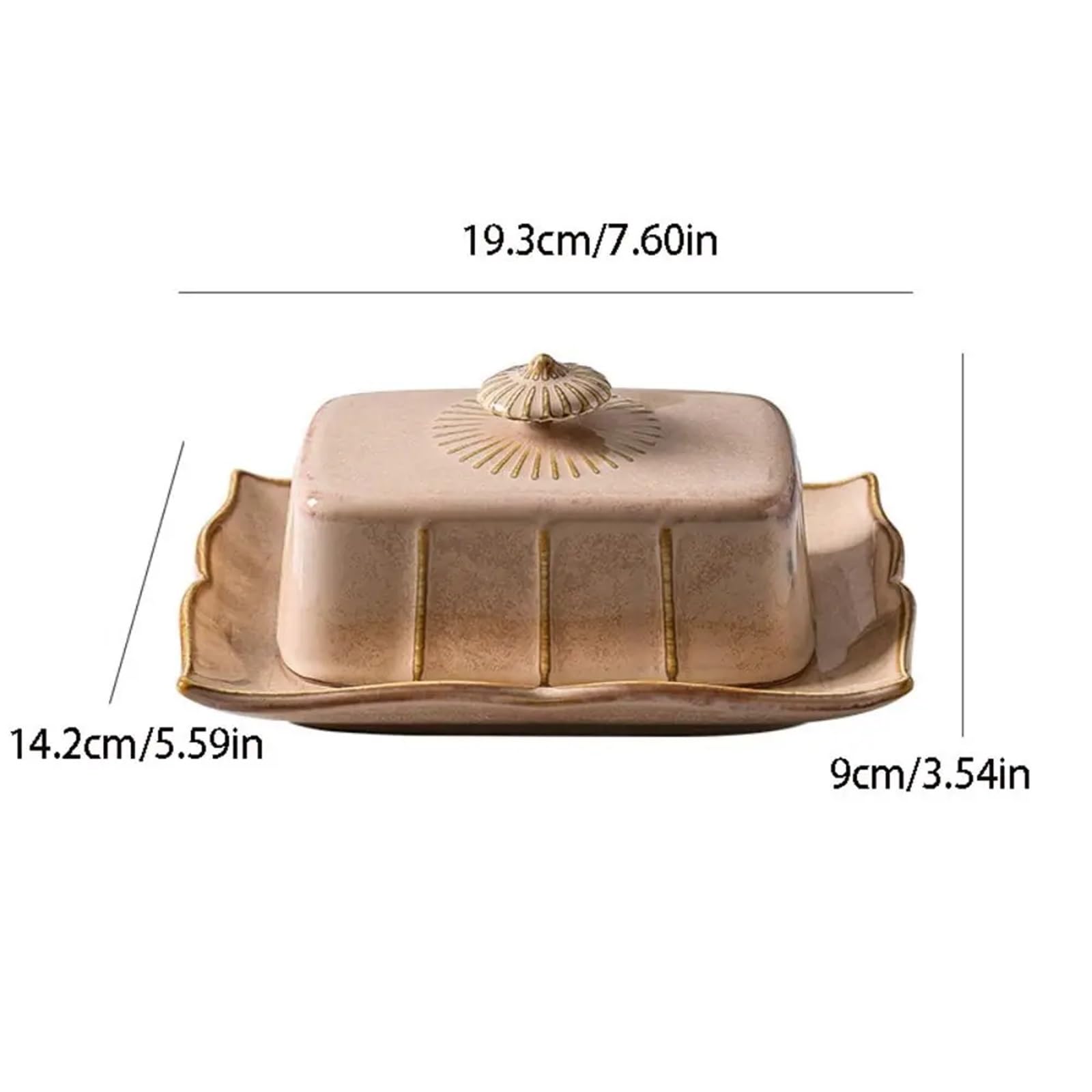 recipiente para mantequilla, Mantequillera De Cerámica Con Tapa Multicolor 19,3x9x14,2cm(Black)