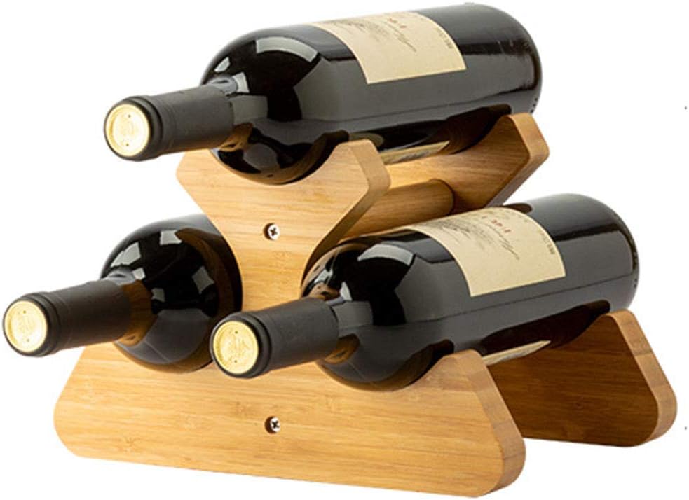 Bamboo Wine Rack Free Standing Countertop Wine Storage Holder Wine Display Stand Wine Storage Organizer for Home Kitchen Bar Living Room