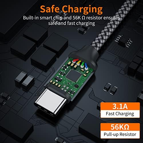USB Type C Cable,USB A to USB C 3A Fast Charging (3.3ft 2-Pack) Braided Charge Cord Compatible with iPhone 15 16 17 Pro Max,Samsung Galaxy S10 S9 S8 Plus,Note 9 8,A11 A20 A51,LG G7 V30 V35,Moto Z2 Z3 — view 4