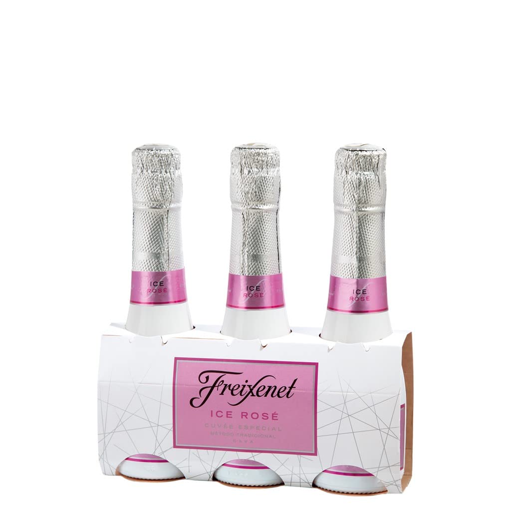 Freixenet ICE Rosé Cava (3 x 0,2 l) - Halbtrocken, intensive fruchtige Aromen von Erdbeeren und Himbeeren, in praktischer Kleinflasche perfekt für unterwegs, traditionelle Flaschengärung