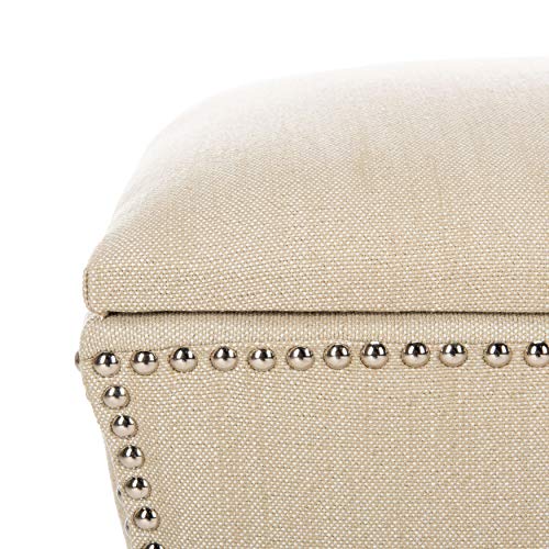 Safavieh Home Collection Deidra Beige With Silver Nailhead Trim Ottoman #TOP4