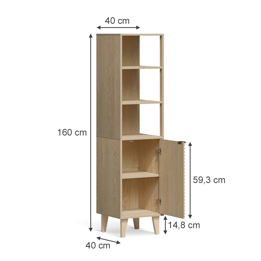 Vicco Armario de baño Arven, Roble 40 x 160 cm
