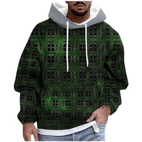 Cambkatl Men's 2025 Fall Vnitage Plaid Fleece Hoodies Long Sleeve Pullover Sweatshirt Casual Loose Workout T-Shirts