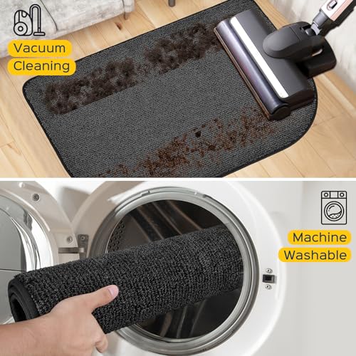 Image of Washable Kitchen Rug 24 inch x 82 inch / 60cm x 210cm, Non Slip Kitchen Mat for Floor, Absorbent Indoor Entryway Runner Rug for Hallway, Laundry, Bathroom, Bedroom (Roll Packing)
