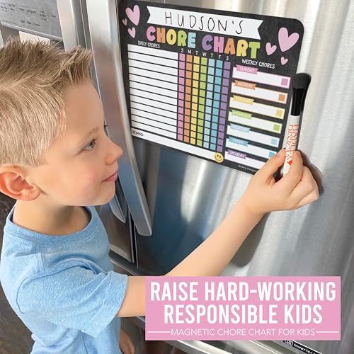 Hadley Designs Magnetic Chore Chart for Kids Multiple Kids – Dry Erase Chores Chart for Adults and Teens, Responsibility Task List for Family, Fridge Task Board Tracker at Home, Chalk Chore Board — view 2