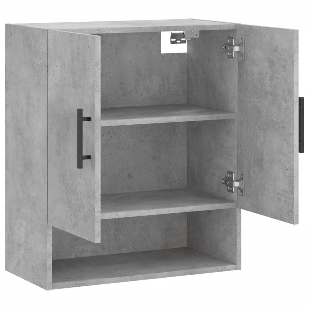 Armadio da parete grigio cemento, 60 x 31 x 70 cm, moderno pensile in legno per soggiorno, cucina e corridoio, mobiletto sospeso con molto spazio