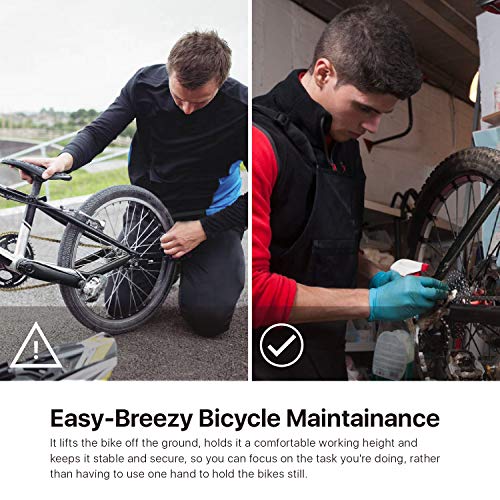 Flexzion Bike Repair Stand Workstation, Bicycle Maintenance Workstand, 41"-75" Adjustable Foldable Cycle Rack, Lightweight, w/Tool Tray, Telescopic Arm & 4 Feet Base for Home Mechanic Workshop