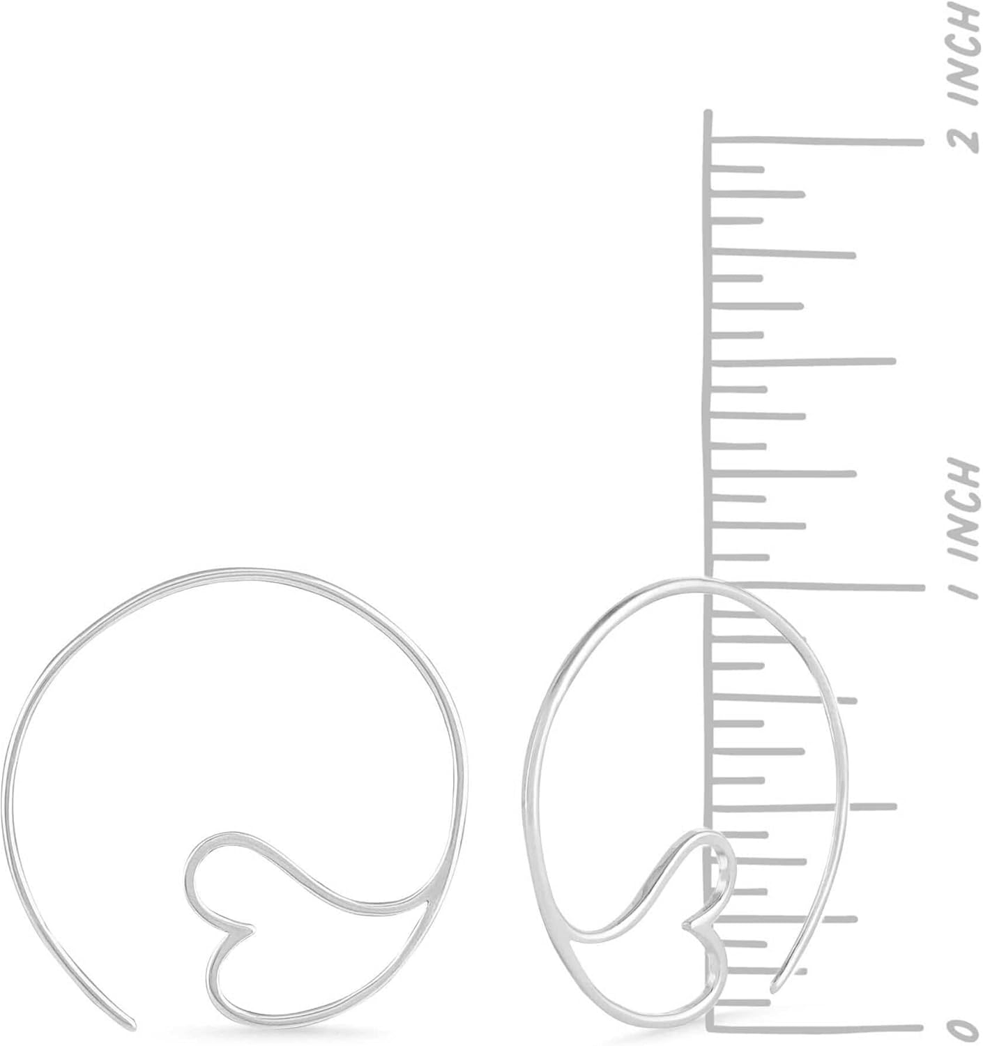 Boma Jewelry Sterling Silver Amore Heart Pull Through Hoop Earrings - Image 3