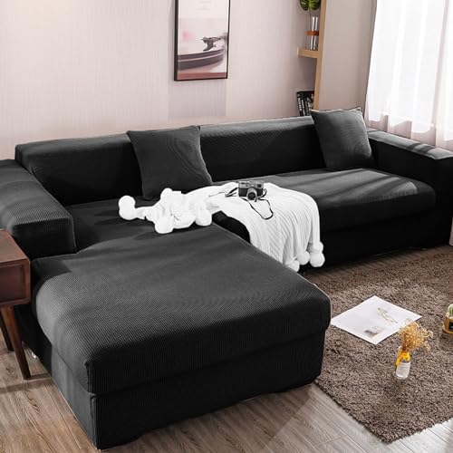 Housse de canapé extensible ARIASS XL noire imperméable et antidérapante - 2