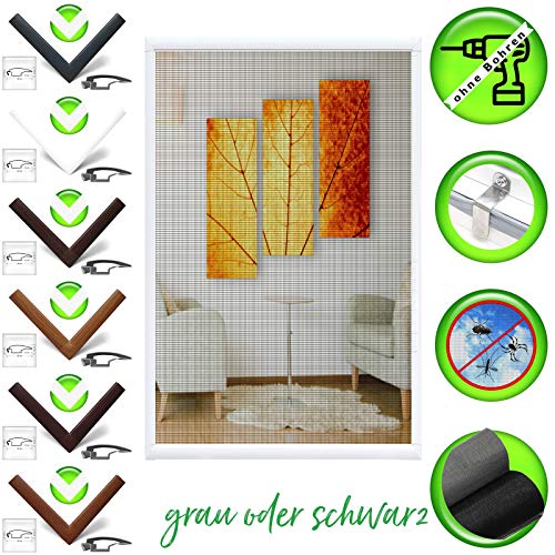 Horivert Insektenschutz Moskitonetzrahmen aus Aluminium Winchester wetterfestes Fliegengitter ohne Bohren und Schrauben als Selbstbausatz Mückenschutz für Fenster Mückennetz 100x110cm Cover