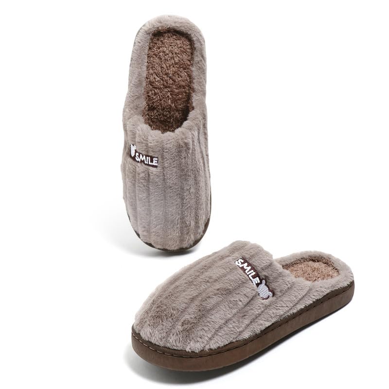 Image of Unisex Winter Flip Flop Slipper for Men and Women Soft Faux Fur Slip On Indoor Home Slides Slipper for Bedroom Sandals