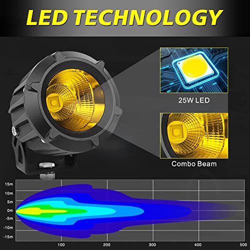 Image of 3.5 inch Round Amber LED Fog Lights 50W Combo Round Offroad Lights